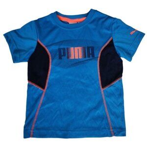 PUMA Sport Lifestyle Boys Blue Graphic Print Short Sleeve T-Shirt Size Small